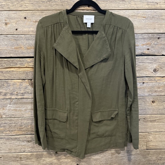 Nine West Jackets & Blazers - Nine West Women's Green Utility‎ Jacket Coat Size Small Long Sleeve Pockets Zip